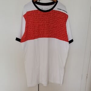 Under Armour Men's Red and White Short Sleeve Tee